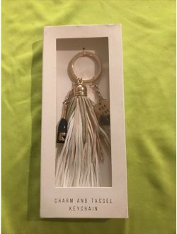 Tassel & Charm Keychain New In Box Champagne Bottle Charm