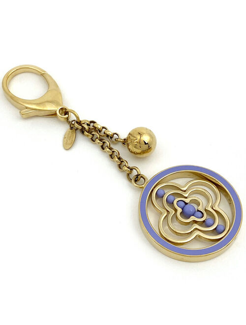 Louis Vuitton Worley Flower Logo Bag Charm Key Ring Key Holder Gold Plated G...