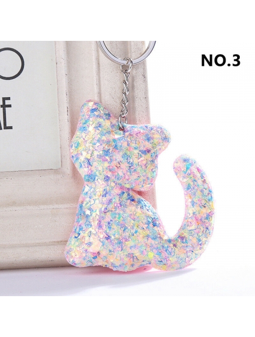 Cute Animal Handbag Car Pendant Keychain Sequins Glitter Charm New Gifts
