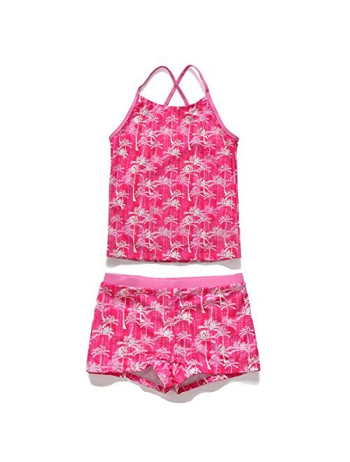 PHIBEE Girls' Tankini Summer Bathing Two-Piece Swimsuit