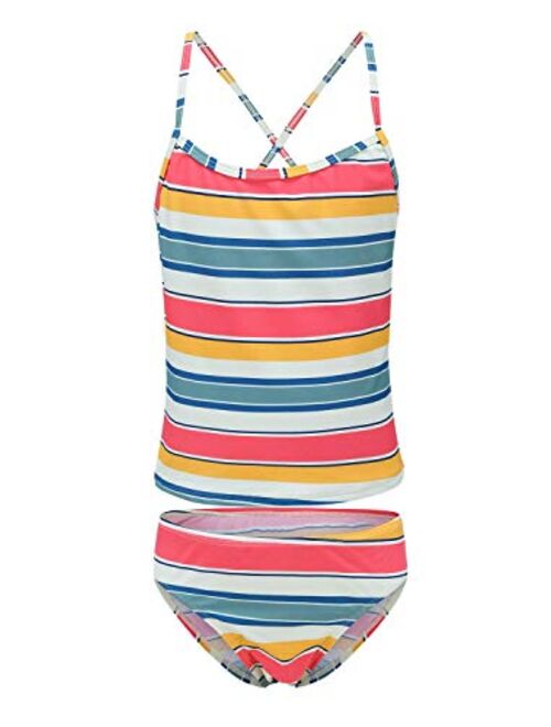 Girls Two Piece Tankini Swimsuits Hawaiian Ruffle Bathing Suit Summer Beach Swimwear Set