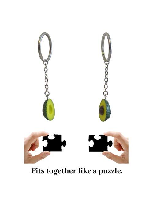 Cute Avocado Keychain Set for Bestfriends and Couples - Matching Keyrings Fits Like A Puzzle. A Perfect Gift for All Occasions, Valentines, Birthdays and More!