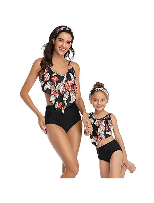 Baby Girls Swimsuits Mommy and Me Bathing Suits Family Matching Two Piece Bikini Set