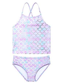 Girls 2-Piece Bathing Suit Unicorn Swimsuits Swimwear Tankini for Kids