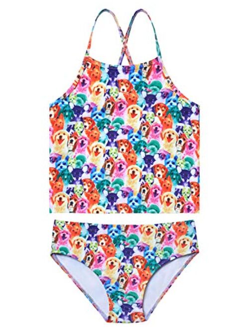 Jxstar Girls 2-Piece Bathing Suit Unicorn Swimsuits Swimwear Tankini for Kids 