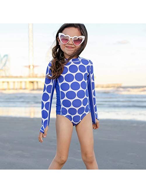 SwimZip Girl's 2 Piece Long Sleeve Rash Guard Swimsuit UPF 50+ Multiple Colors 