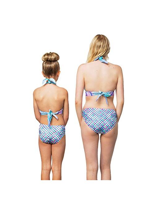 Sun Tails Mermaid Swimsuit - Girls Bikini Set - Matching Scale Colors