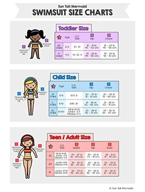 Sun Tails Mermaid Swimsuit - Girls Bikini Set - Matching Scale Colors