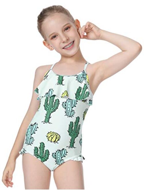 Cadocado Girls One Piece Swimsuit Ice Cream Bathing Suit Cross Back Swimwear Beach Clothes
