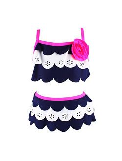 ESTAMICO Little Girls' Summer Two Piece Tankini Kids Swimsuit Bathing Suit Swimwear