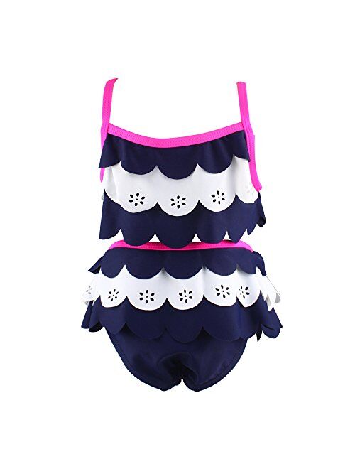 ESTAMICO Little Girls' Summer Two Piece Tankini Kids Swimsuit Bathing Suit Swimwear 