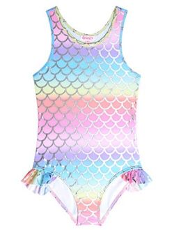 QPANCY Girls Swimsuits Unicorn Bathing Suits Toddler Kids One Piece Swimwear
