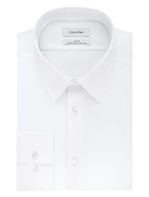 Calvin Klein Solid Slim Fit Wrinkle Free Non Iron Dress Shirts