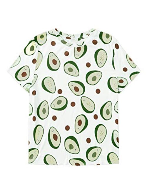 Romwe Women's Allover Fruit Print Top Short Sleeve Cute T-Shirt