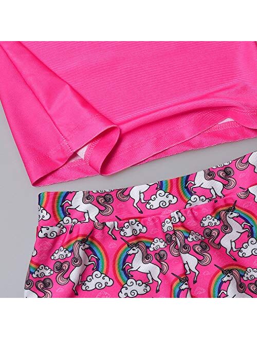 QPANCY Girls 2-Piece Tankini Swimsuits Unicorn Mermaid Bathing Suits Swimwear