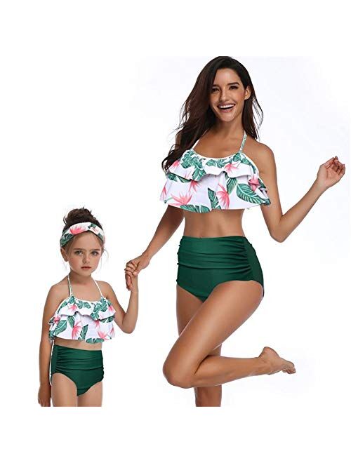 PURFEEL Mother and Daughter Swimwear Family Matching Swimsuit Girls Swimwear