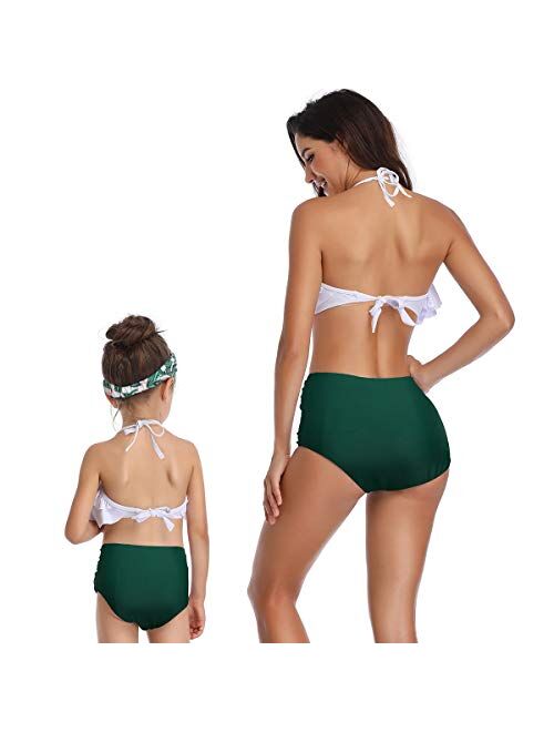 PURFEEL Mother and Daughter Swimwear Family Matching Swimsuit Girls Swimwear