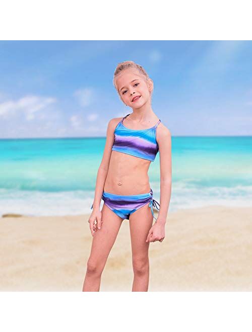ICOSY Girls Bikini Swimsuit 2 Piece Bathing Suit for Girls Swimwear Toddler Swimming Suit 4-12 Years