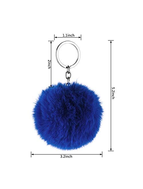 BTSD-home 18pcs Pom Pom Keychain Faux Rabbit Fur Fluffy Puff Ball Keychain for Women (Mix Colors)