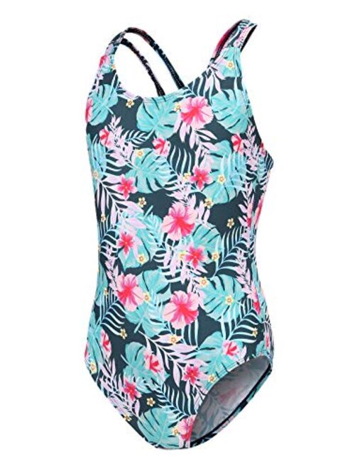 Moon Tree Girls One Piece Swimsuits Hawaiian Ruffle Swimwear Beach Bathing Suit 2-14 Years