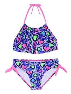 Girl's Two Piece Swimsuit Floral Bikini Set Flounce Bathing Suit