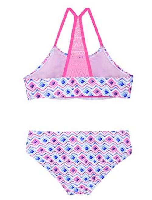 Firpearl Girl's Two Piece Swimsuit Floral Bikini Set Flounce Bathing Suit