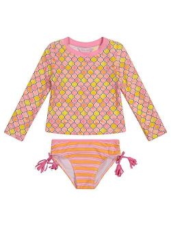 Girls' Long Sleeve 2-Piece Rashguard Swimsuit Bathing Suit