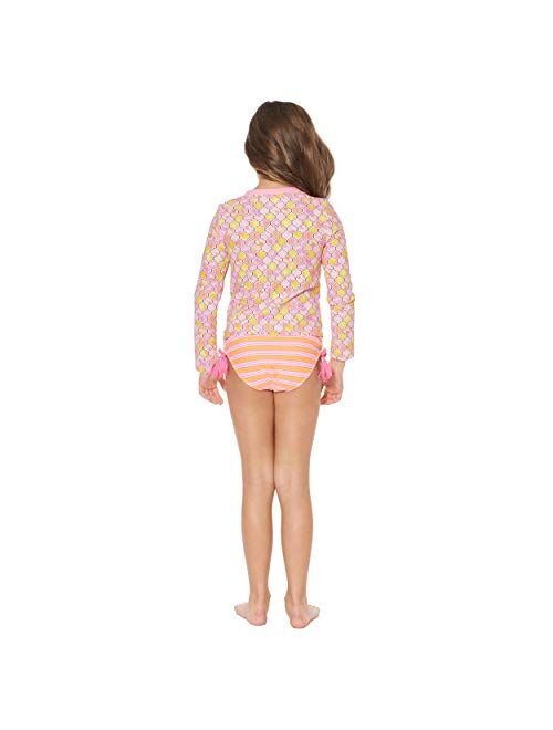 Tommy Bahama Girls' Long Sleeve 2-Piece Rashguard Swimsuit Bathing Suit