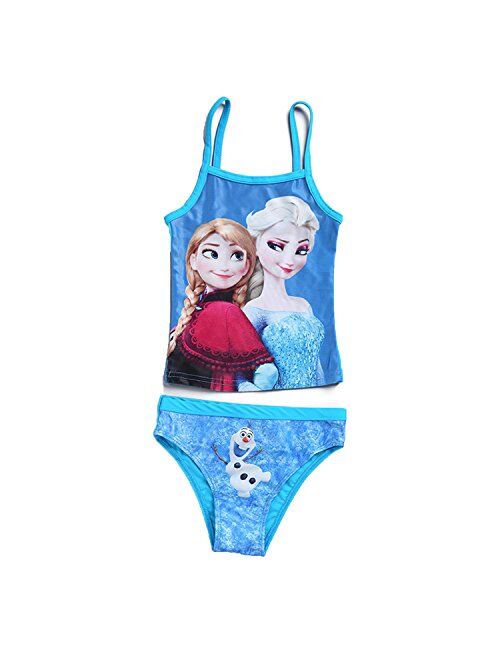PCLOUD Girls' Princess Two Piece Bikini Swimsuit Blue 3-10 Years Old