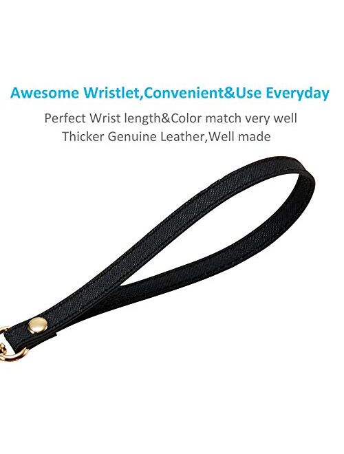 Wristlet KeyChain Strap for Wallets Bag Keys Phone Case Wristlet Strap Genuine Leather Strong&Sturdy