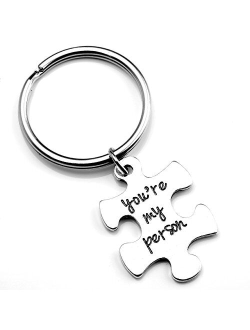 Top Plaza 2pcs/Set Antique Silver Alloy"You Are My Person" Key Chain Key Ring For Couple Lover - Christmas Birthday Valentine's Day Gift