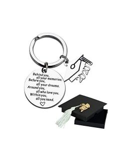 Firsteel 2020 Graduation Keychain, Inspirational Gift for Seniors, College Graduate Keyring, Grad Idea for Him or Her (with 2020 Cap Box & Card & Bag)