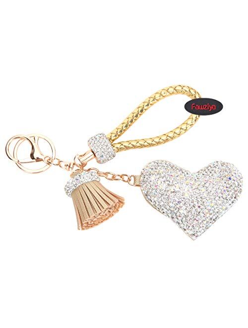 Fawziya Keychain Heart Rhinestone Keychains With Tassel