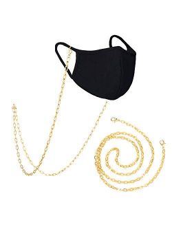 2 Pcs Face Mask Holder Chain Necklace Weight Light Face Mask Chain | Mask Strap | Mask Holder | Mask Lanyard | Mask Retainer | Necklace For Mask | Gold Clip Link Mask Cha