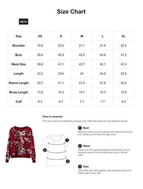 Romwe Women's Casual Floral Print Long Sleeve Lightweight Sweatshirt Pullover