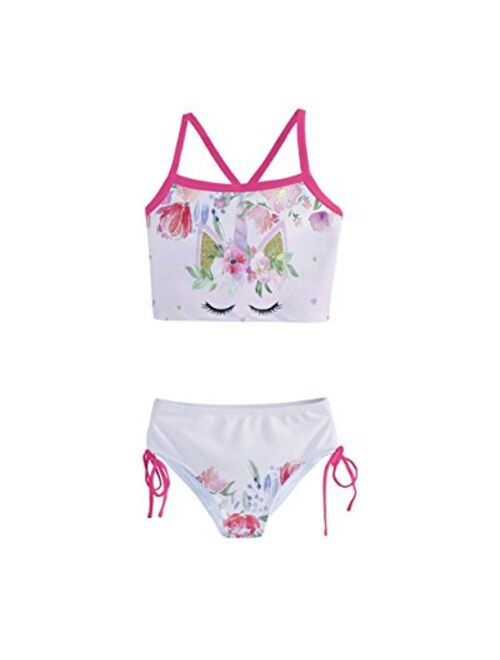 PattyCandy Little/Toddler Girls Girly Swimwear Unicorn Princess Rainbows Kids Tankini Swimsuit Bikini Set