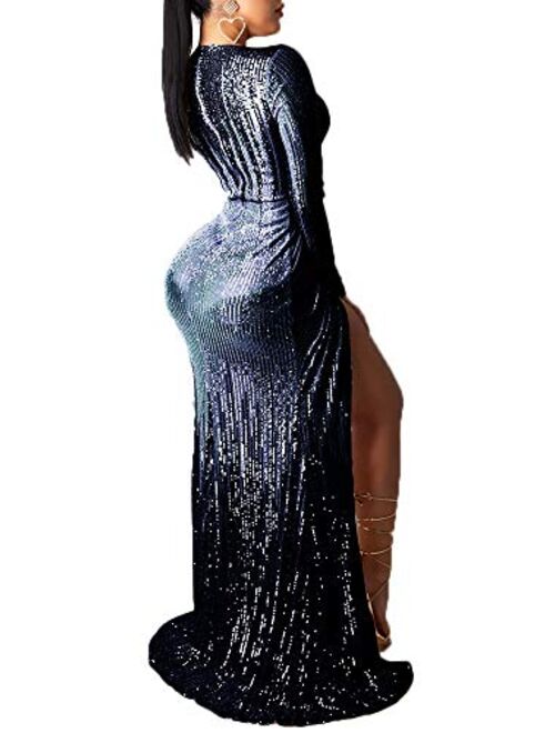 LaCouleur Deep V Neck Elegant Long Mermaid Gown Prom Formal Evening Dresses 