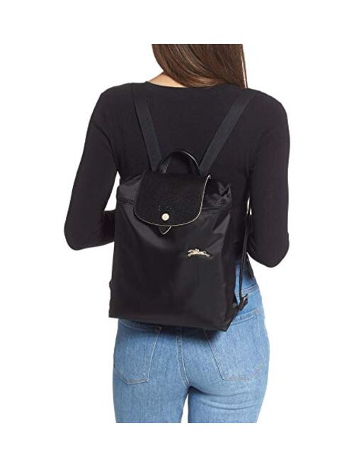 Longchamp 'Le Pliage' Nylon and Leather Club Backpack, Black