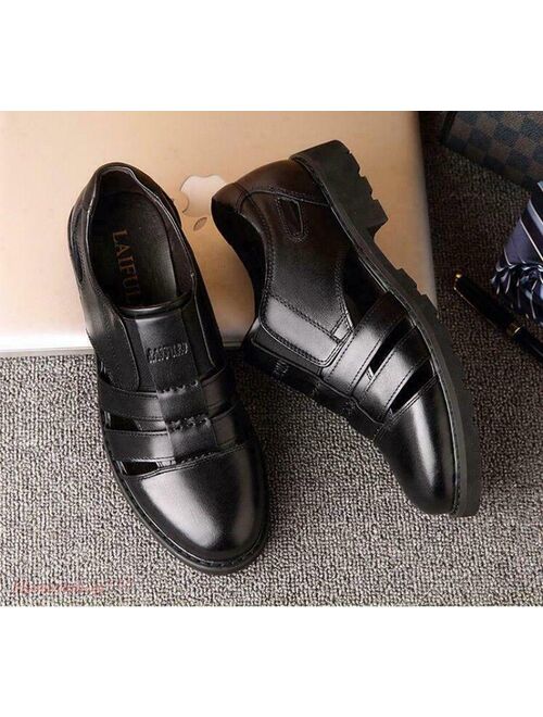 US7-12.5 Men Hot fisherman sandals dress hollow out formal leather shoes slip on