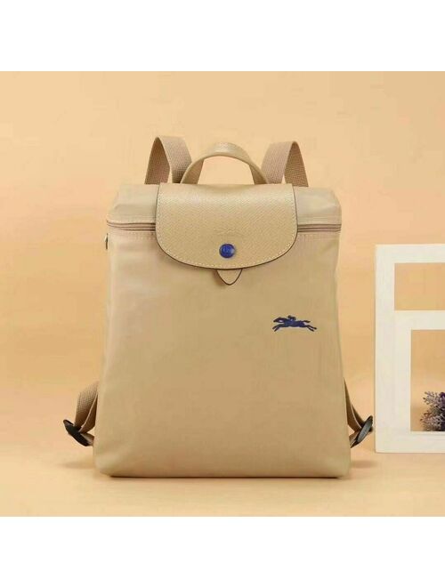 Longchamp Le Pliage Cruise Collection Horse Embroidery Backpack Daypack Beige