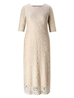 Chicwe Plus Size Stretch Lace Maxi Dress - Evening Wedding Cocktail Party Dress
