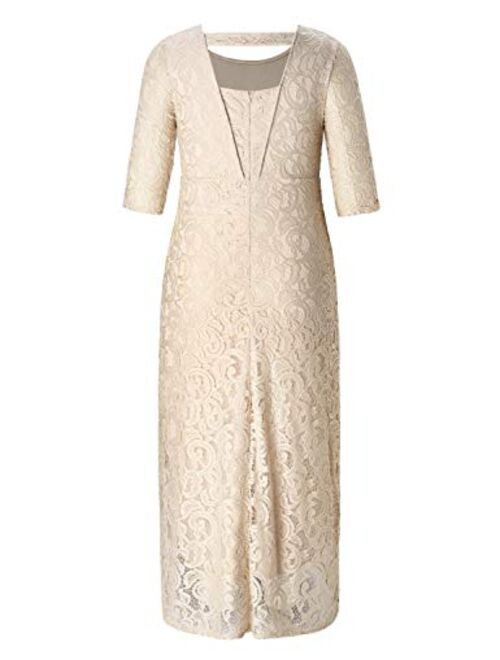Chicwe Plus Size Stretch Lace Maxi Dress - Evening Wedding Cocktail Party Dress