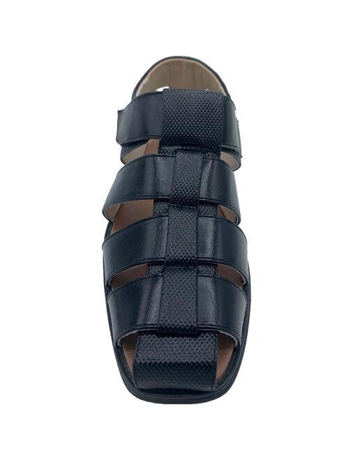 KRAZY SHOE ARTISTS | MAJESTIC Men's Black Velcro Strap Dress Sandal