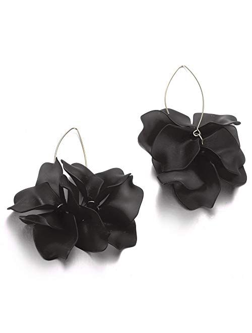 Colorful Flower Hoop Earrings, Floral Drop Dangle Statement Earrings for Women KELMALL COLLECTION