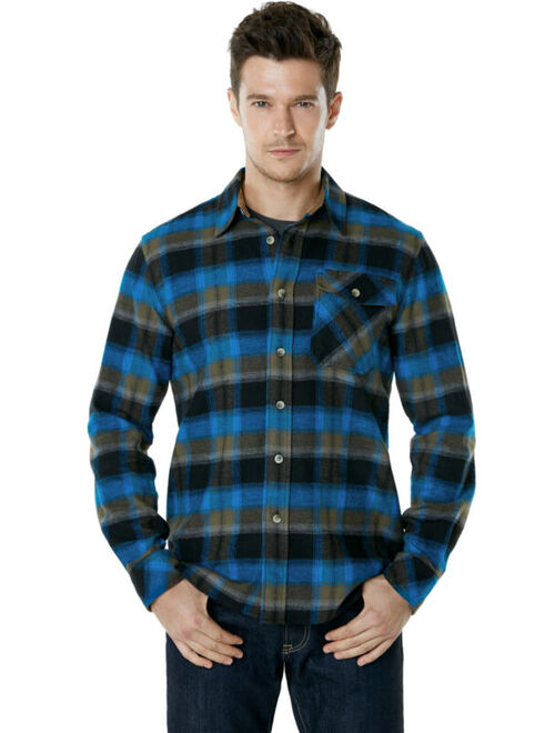 CQR Men's Cotton Flannel Shirt, Long Sleeve Plaid Shirt, Brushed Outdoor Shirts