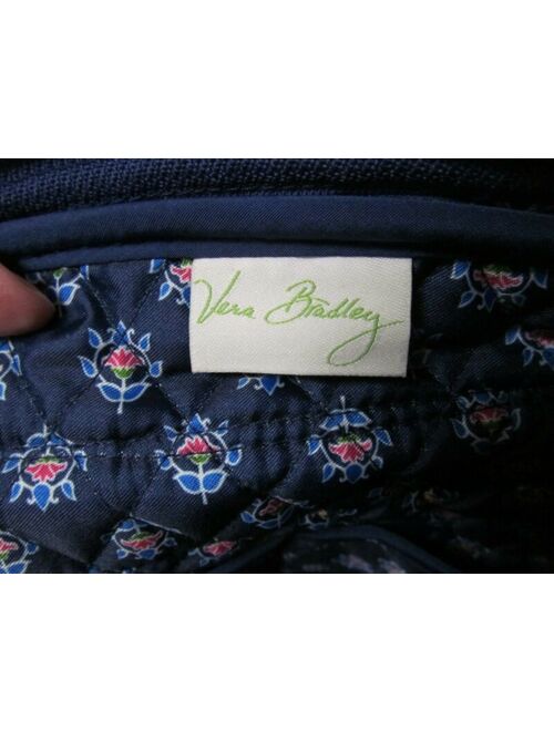 Vera Bradley Solid Blue quilted backpack with handle front back side pockets