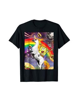 Spongebob SquarePants Unicorn Riding With Rainbow T-Shirt