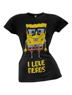 Spongebob Squarepants - I Love Nerds Juniors T-Shirt - Medium