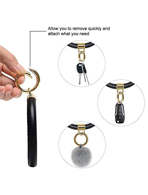 Wristlet Keychain, YUOROSKey Ring Bracelet Keychain Wallet Bangle Bracelet with Phone Pocket for Women