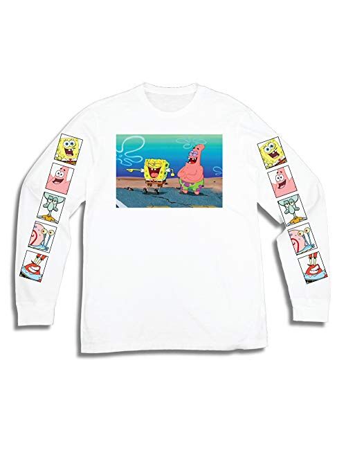 Mens Spongebob Squarepants Shirt - Spongebob, Patrick & Krusty Krab Long Sleeve Tee